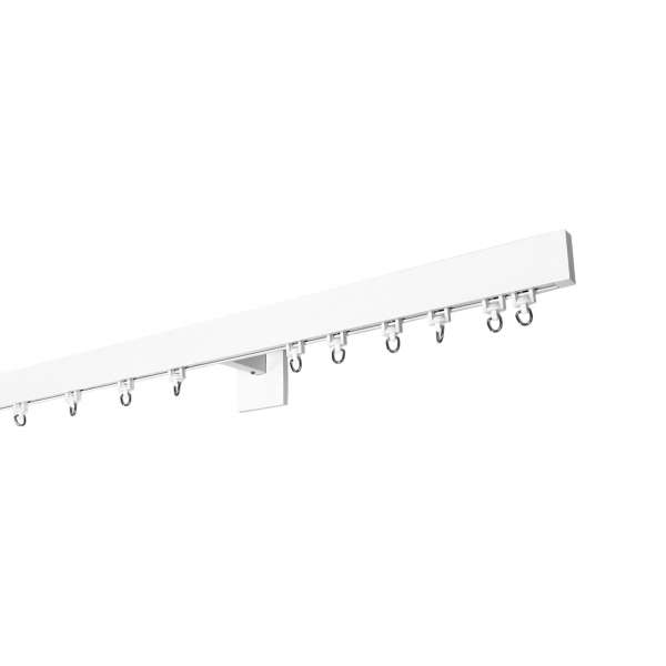 Alu-Gardinenstange mit Innenlauf, 1-läufig, Farbe: Weiß (Wandmontage)