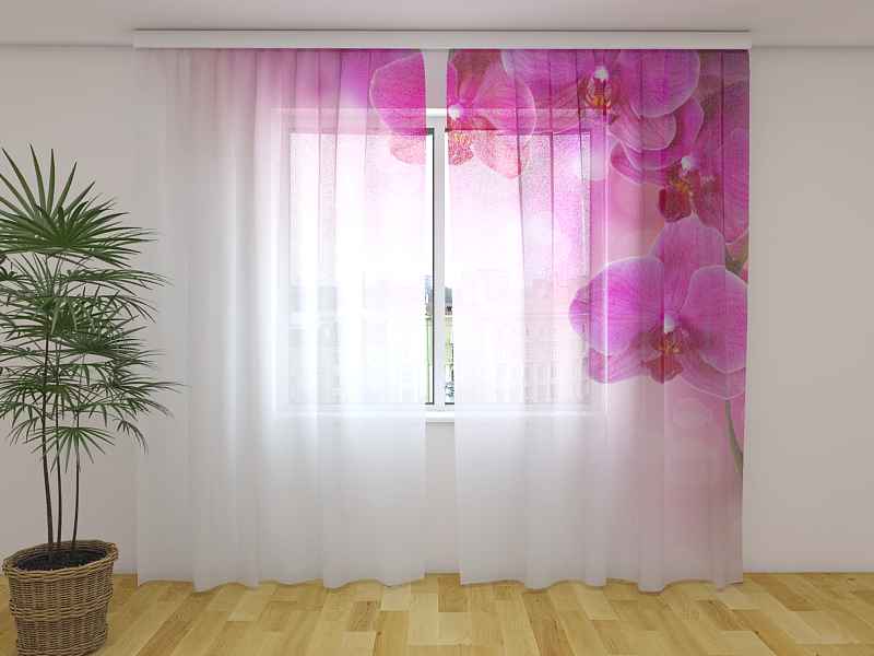 Fotogardinen "Orchideen" Vorhang mit Motiv Fotovorhang auf Maß Fotodruck 