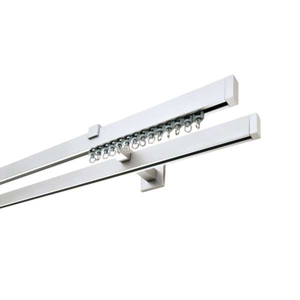 Alu-Gardinenstange mit Innenlauf, 2-läufig, Farbe: Silber (Wandmontage)