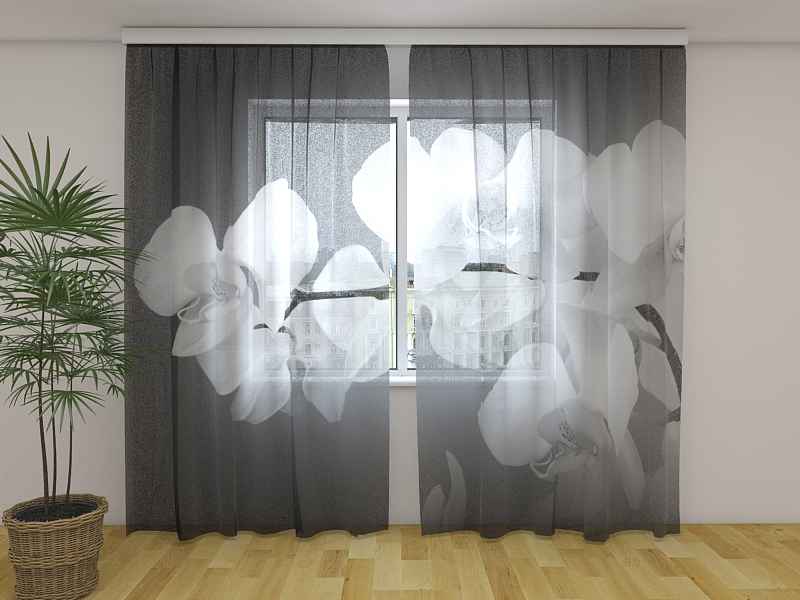 Fotogardinen "Orchidee" Vorhang mit Motiv 3D Fotodruck auf Maß Fotovorhang 