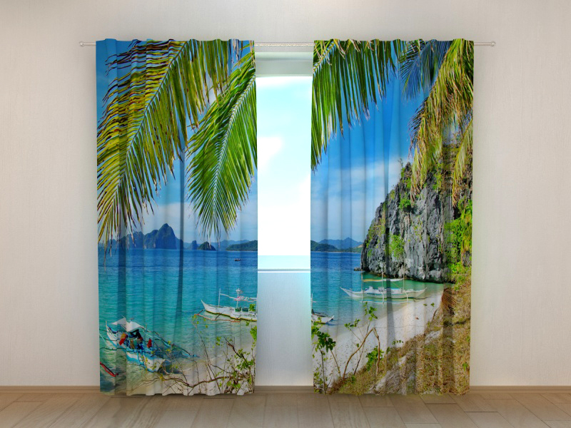 Maßanfertigung Fotogardinen "Paradies" Vorhang 3D Fotodruck Fotovorhang 