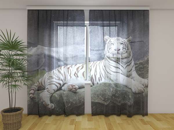 Fotogardinen "Tiger" Vorhang mit Motiv Fotovorhang 3D Fotodruck auf Maß 