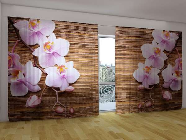 Fotogardinen Orchidee Blumen Fotovorhang Panorama Vorhang Gardinen 3D Fotodruck 