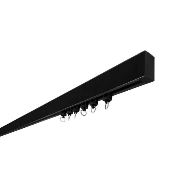 Alu-Gardinenstange mit Innenlauf, 1-läufig, Farbe: Schwarz (Deckenmontage)