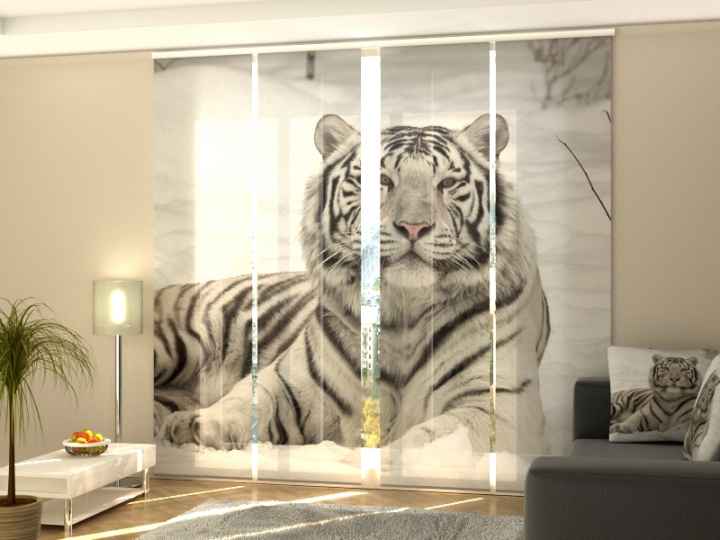 Foto-Schiebegardine sibirischer Tiger Fotovorhang mit Motiv Gardine auf Maß 