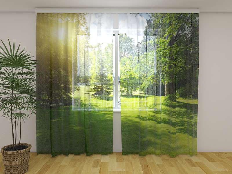 Maßanfertigung Fotogardinen "Park" Vorhang 3D Fotodruck Fotovorhang 